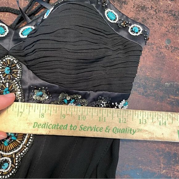 Sue Wong Silk Beaded Laced Embellished Fairy‎ Goth Y2K Slip Dress 0 - Picture 7 of 7